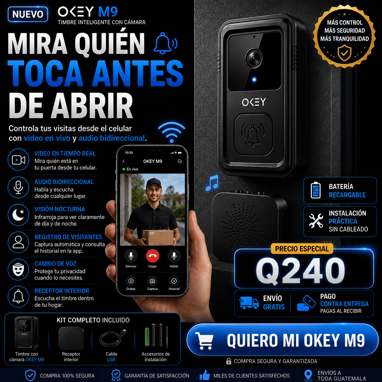Timbre Inteligente OKEYM9 + envio gratis