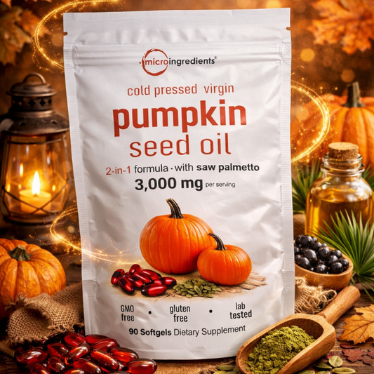 Pumpkin Seed Oil Microingredients®  3000 mg + Saw Palmetto Fórmula pensada para próstata y cabello saludable
