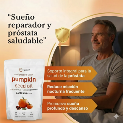 Pumpkin Seed Oil Microingredients®  3000 mg + Saw Palmetto Fórmula pensada para próstata y cabello saludable