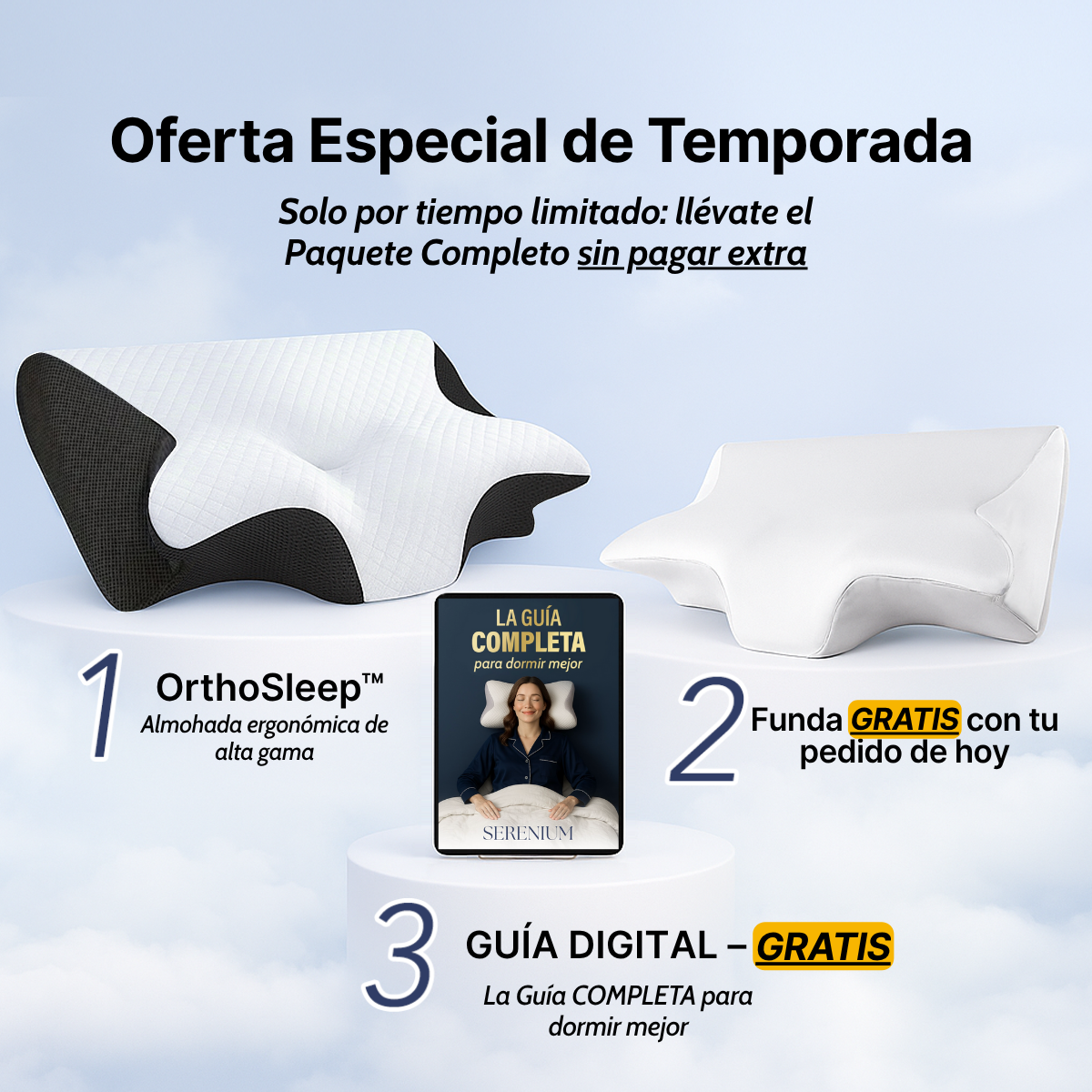 Almohada OrthoSleep Ergonomíca para Dormir + ENVIO GRATIS