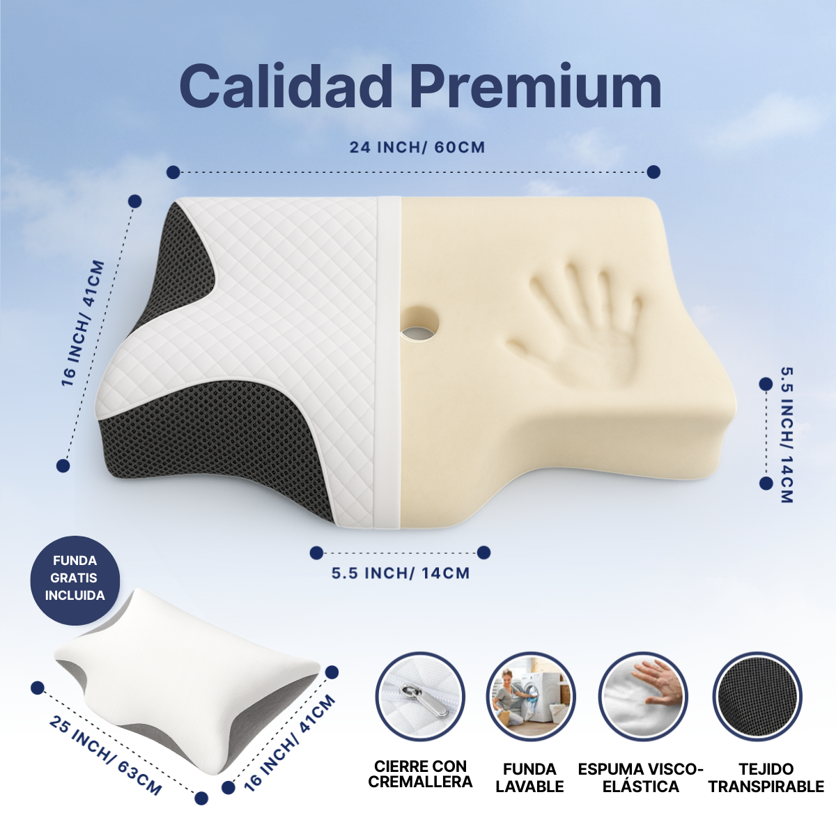 Almohada OrthoSleep Ergonomíca para Dormir + ENVIO GRATIS
